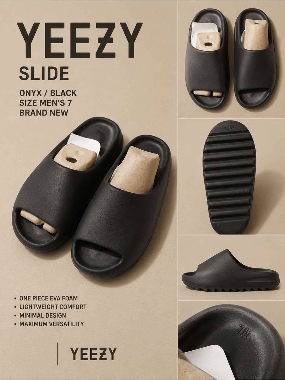 Yeezy Black Open-Toe Slide Sandals